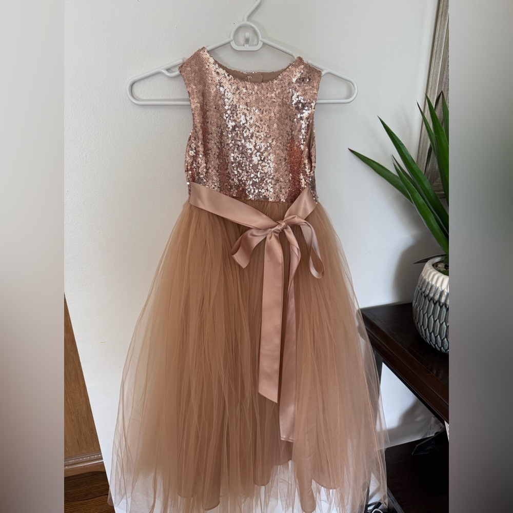Sparkling Pink Tulle Dress with Satin Bow - Picture 3 of 9